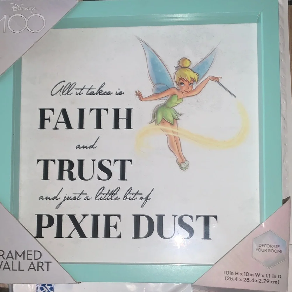 Disney Tinker Bell Wall Art - Mint, Blue, Yellow 100years collection